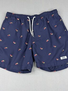 Trunks Surf & Swim Co Men’s M Navy Watermelon Swim Trunks 6” Mesh Lined